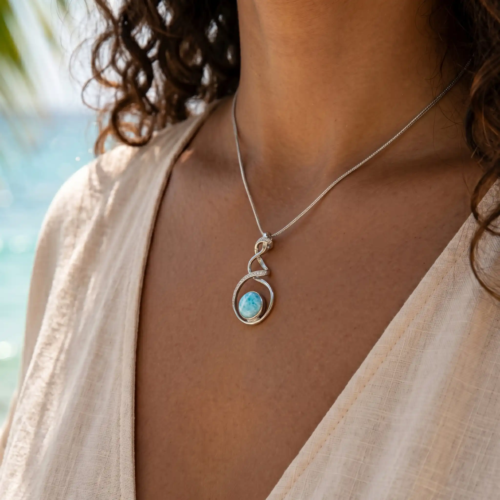 Larimar Dante Petite Sterling Silver Necklaces