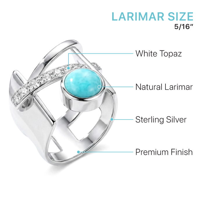 Statement ring in Sterling silver with larimar by marahlago