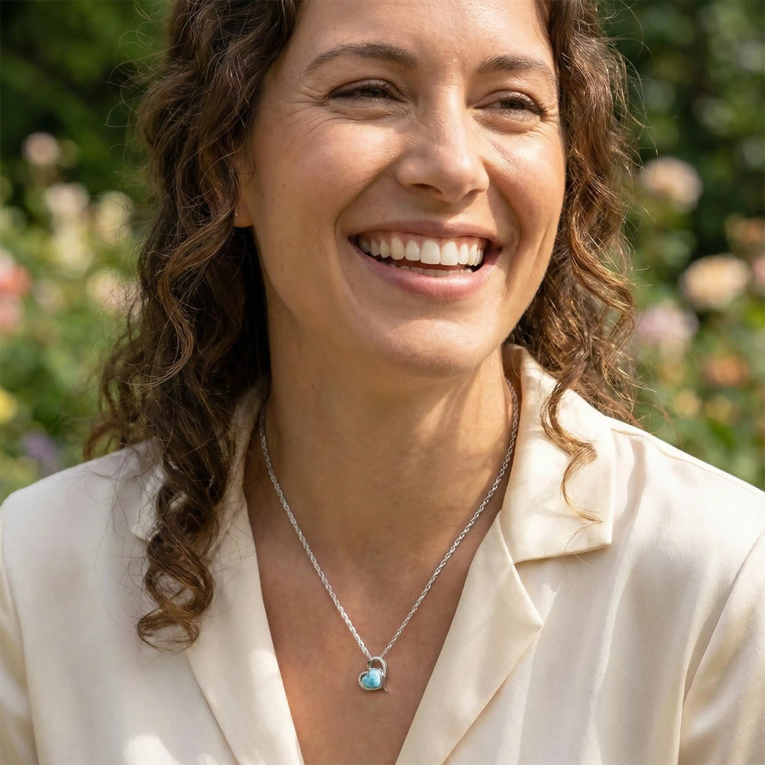Darling Heart Pendant with Larimar Gemstone