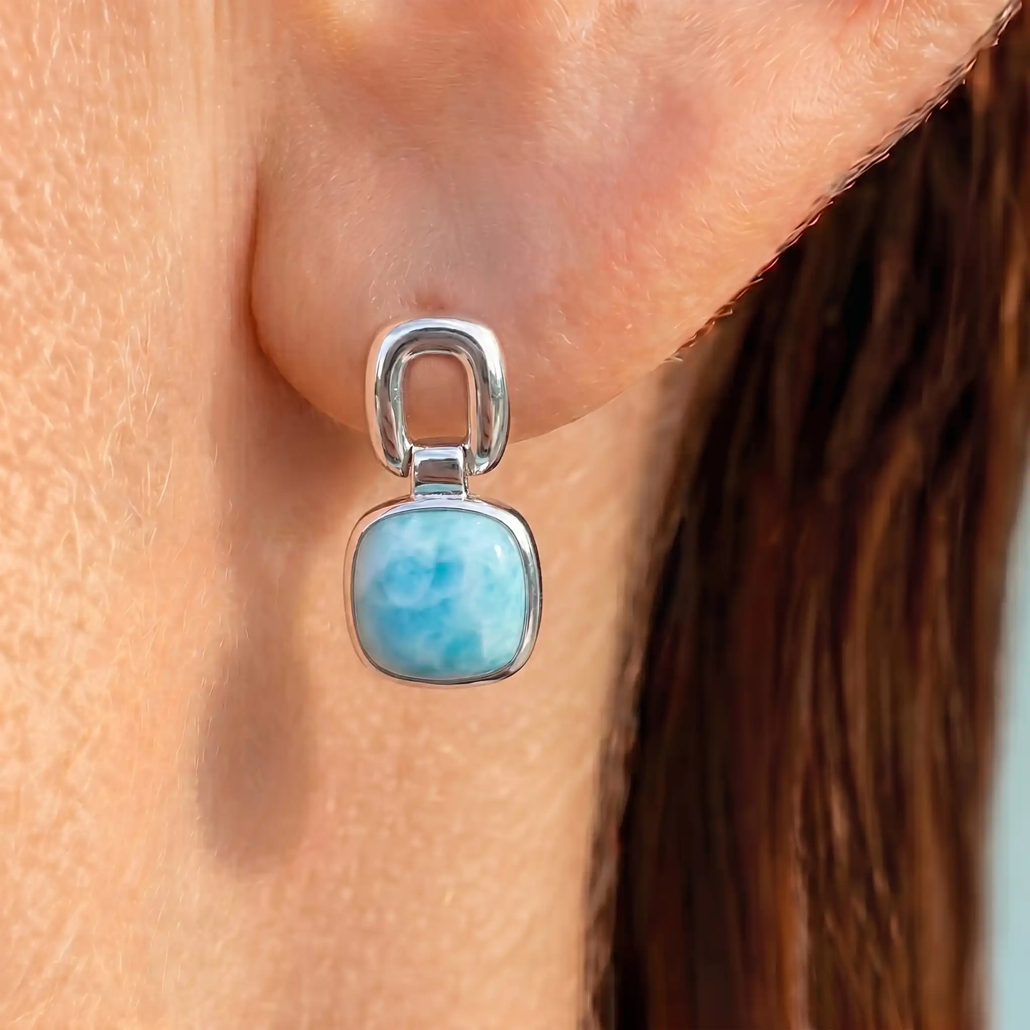 Larimar Del Mar Sterling Silver Earrings