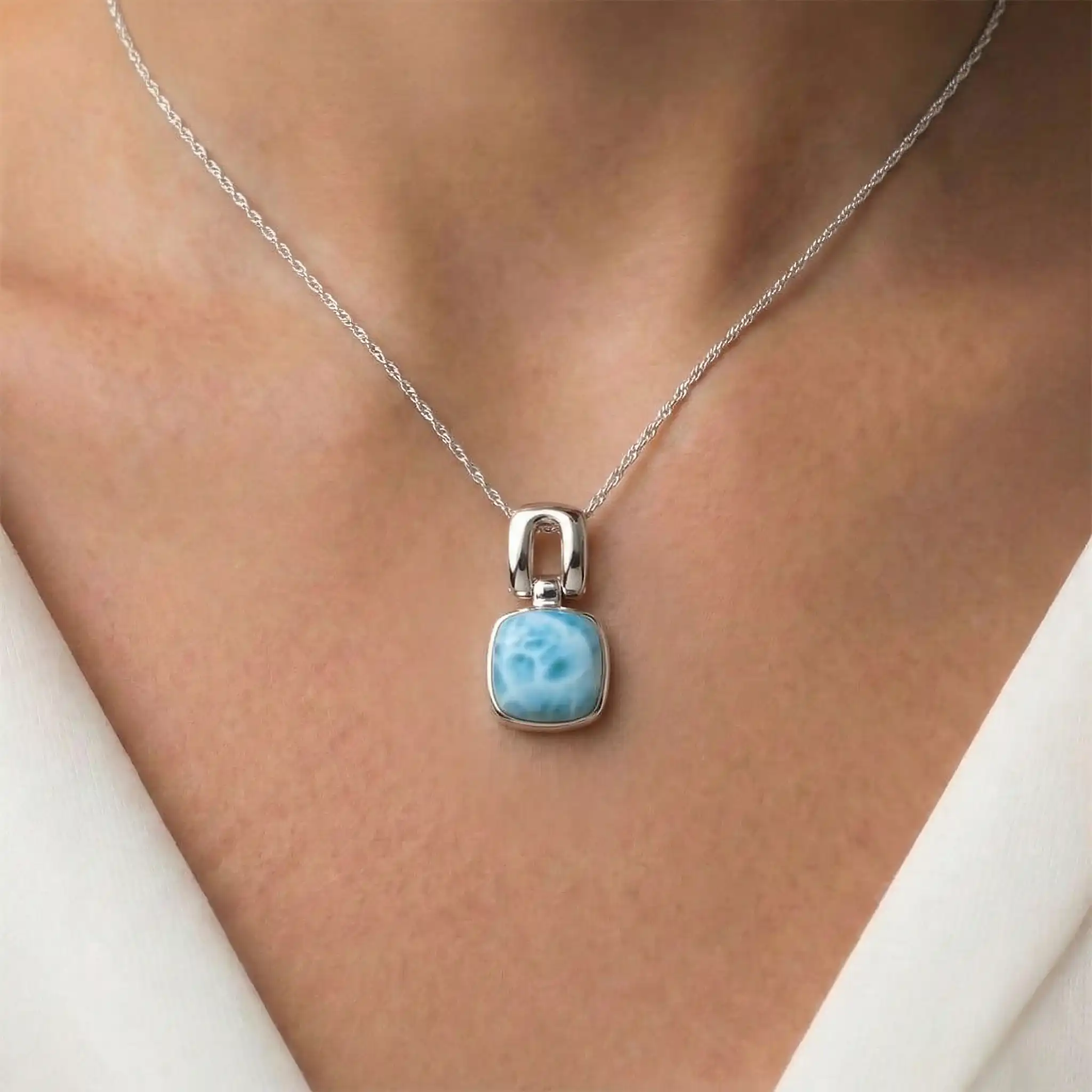 Larimar Del Mar Sterling Silver Necklace