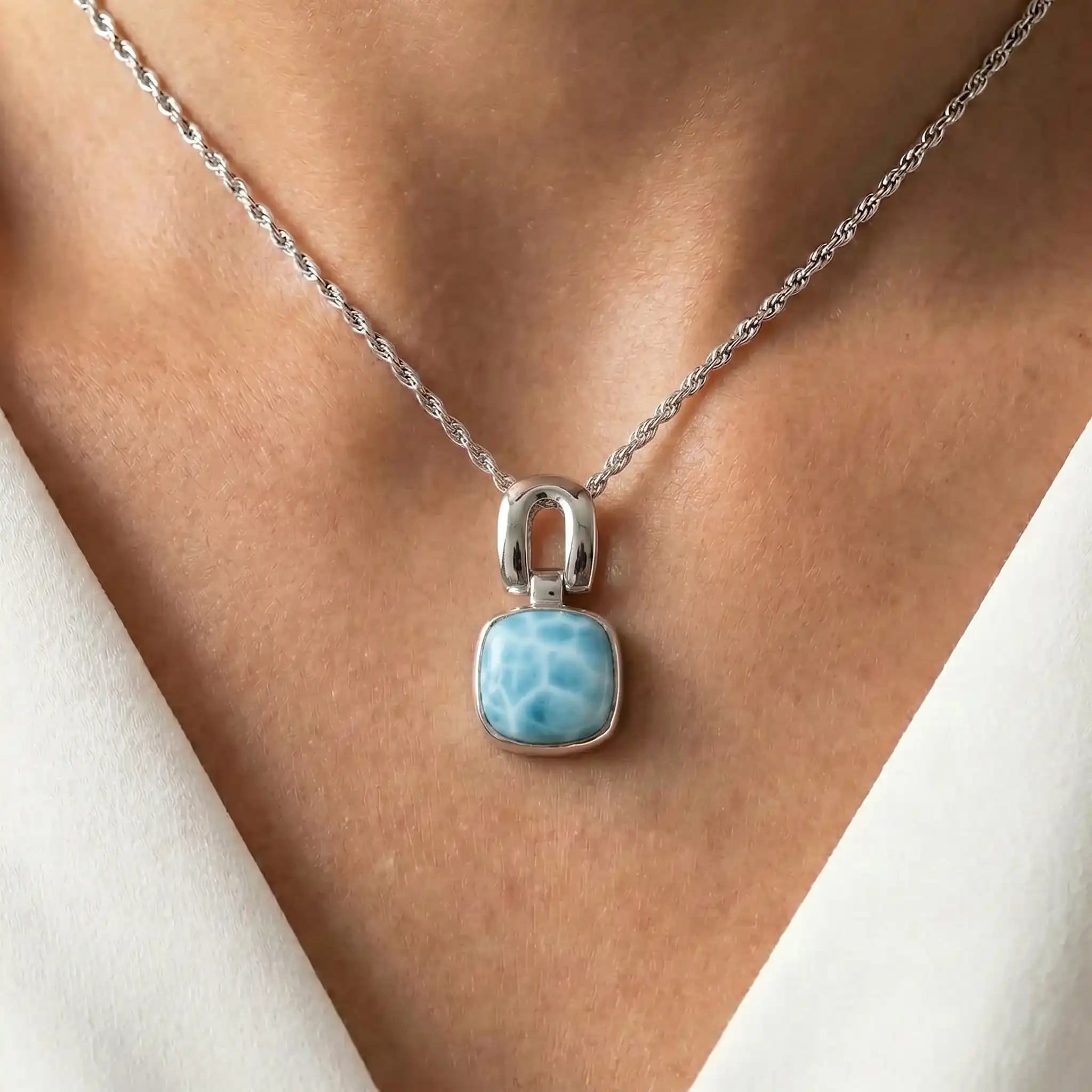 Larimar Del Mar Sterling Silver Necklace
