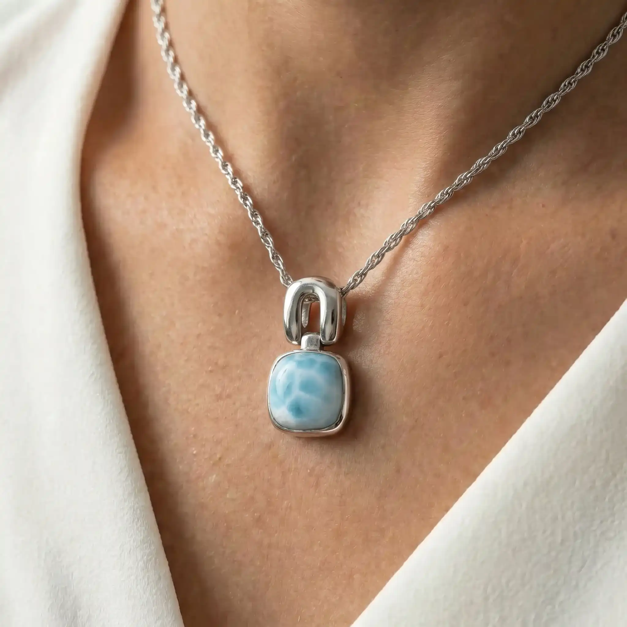 Larimar Del Mar Sterling Silver Necklace