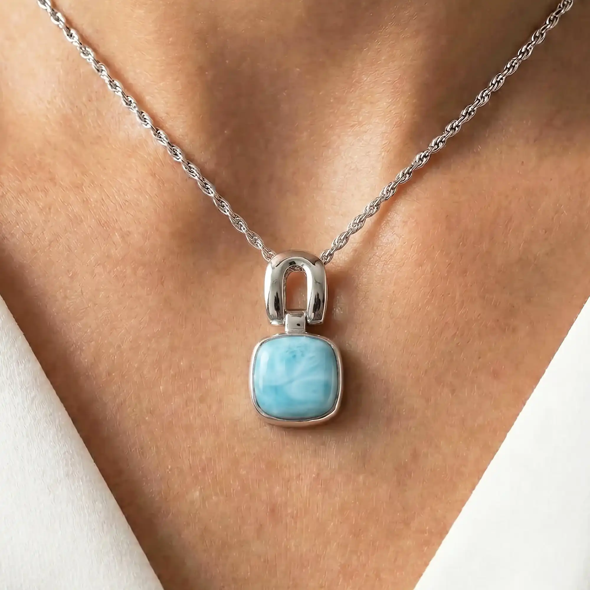 Larimar Del Mar Sterling Silver Necklace