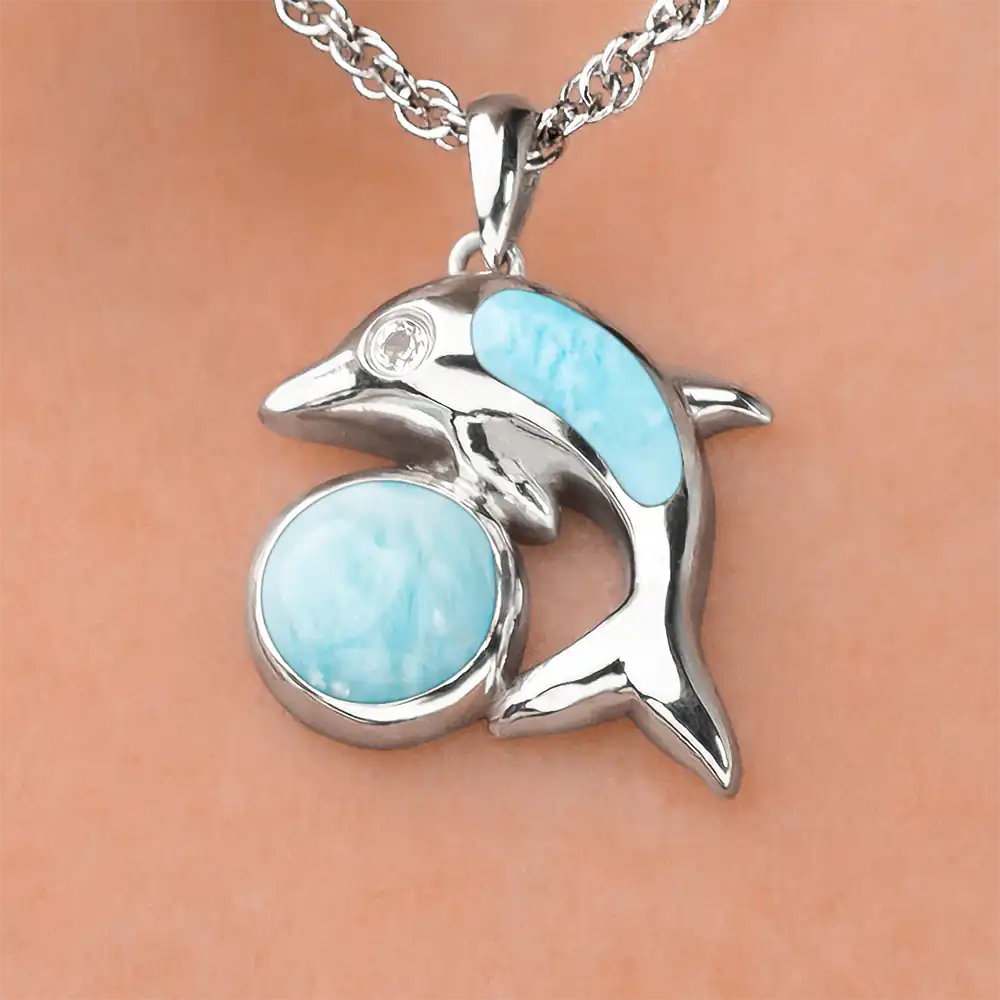 Dolphin Necklace in sterling silver by Marahlago Larimar Jewelry