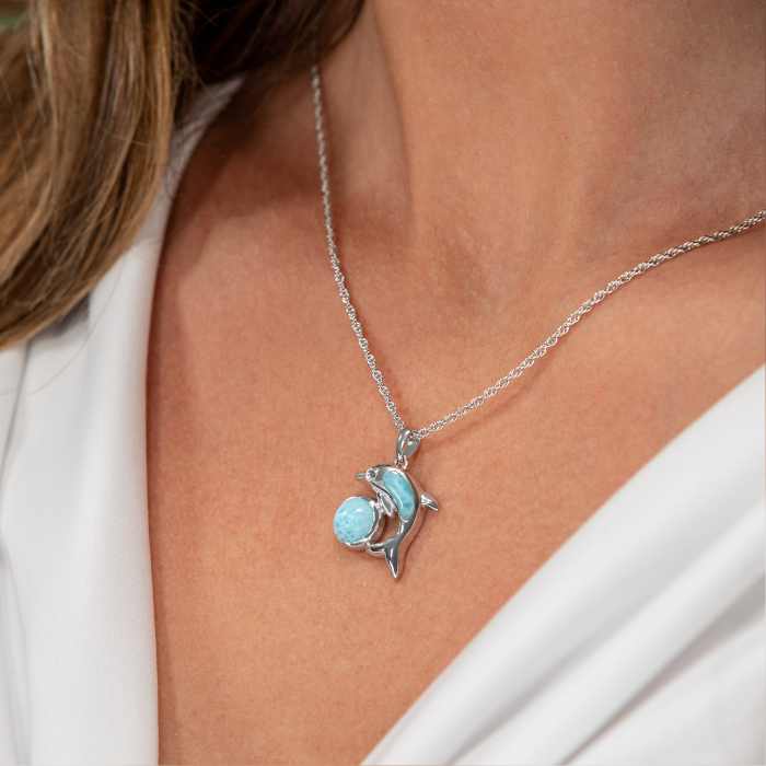 Dolphin Necklace in sterling silver by Marahlago Larimar Jewelry