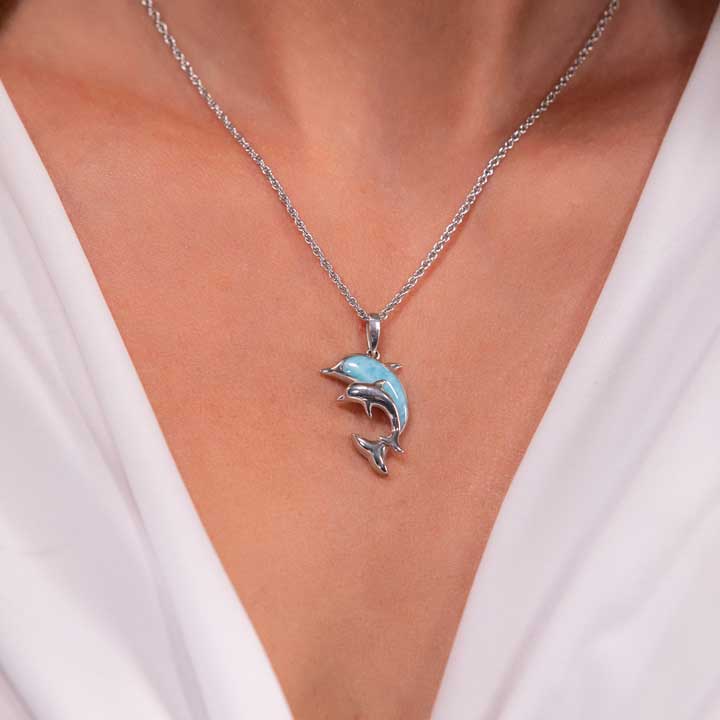 Dolphin & Baby Necklace in sterling silver