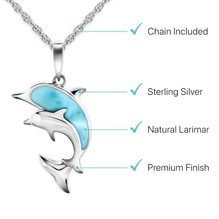 Dolphin And Baby Necklace  in sterling silver