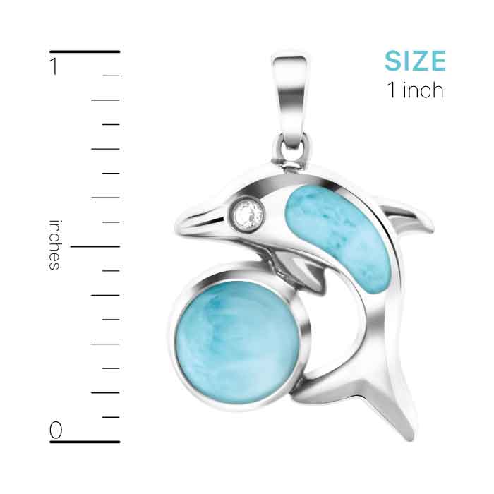 Dolphin Necklace in sterling silver larimar