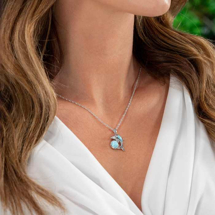 Dolphin Necklace in sterling silver by Marahlago Larimar Jewelry