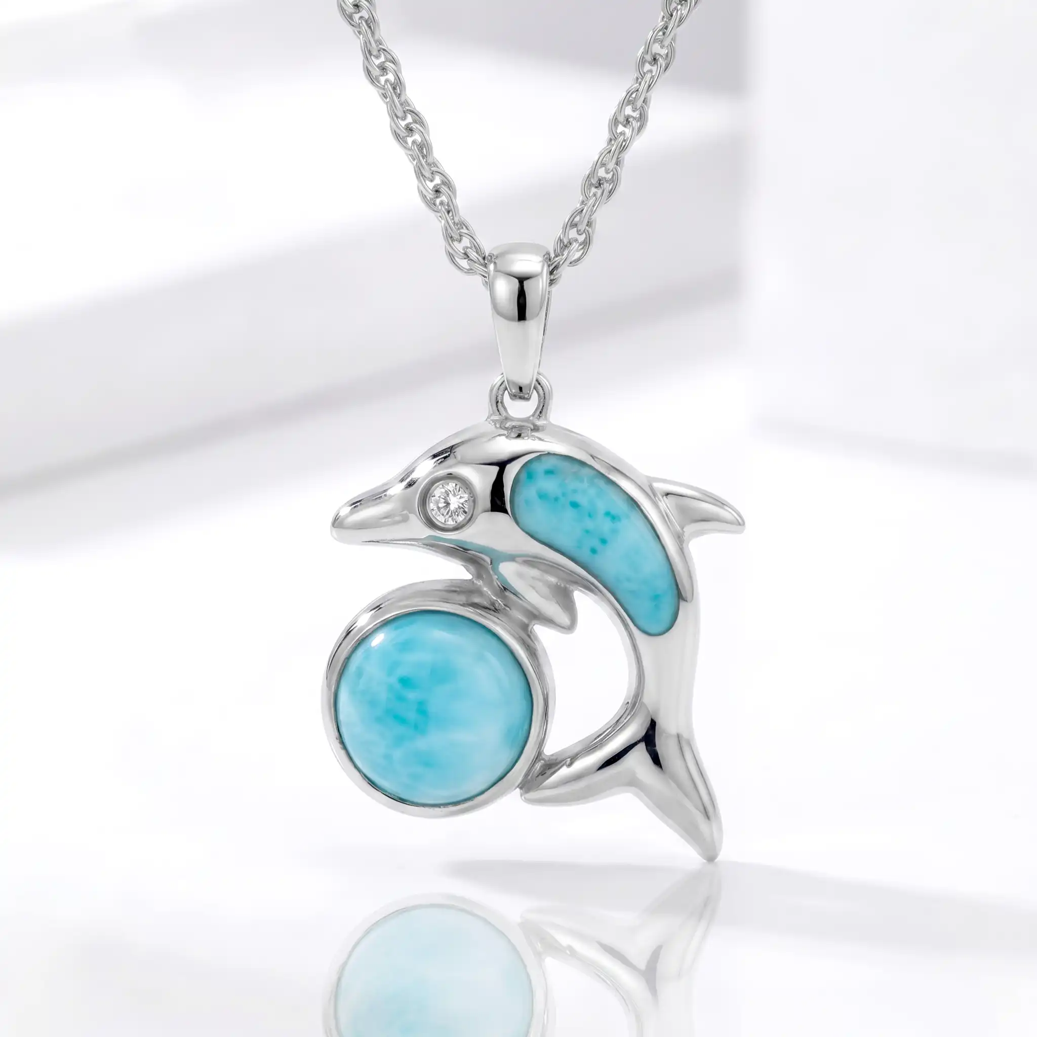 Dolphin Necklace in sterling silver by Marahlago Larimar Jewelry
