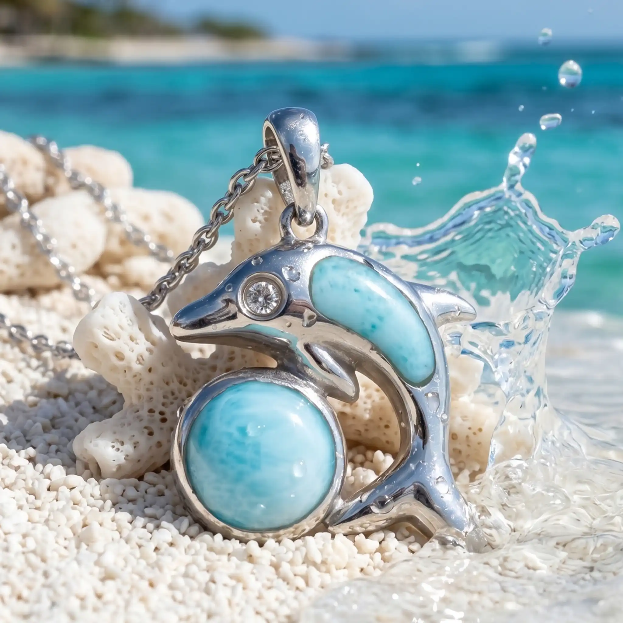 Dolphin Necklace in sterling silver by Marahlago Larimar Jewelry