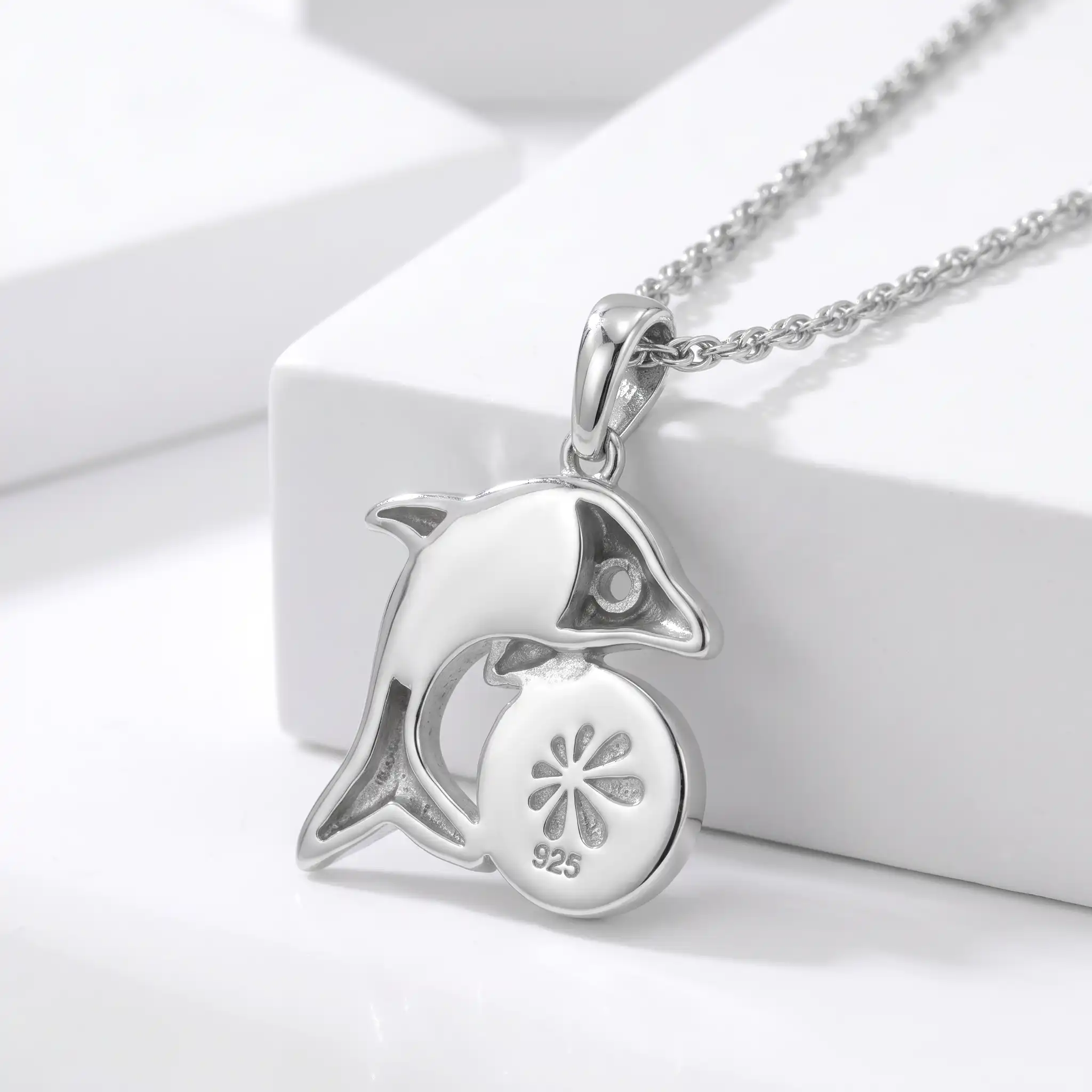 Dolphin Necklace in sterling silver larimar