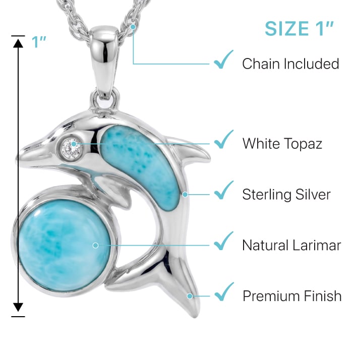 Dolphin Necklace in sterling silver larimar