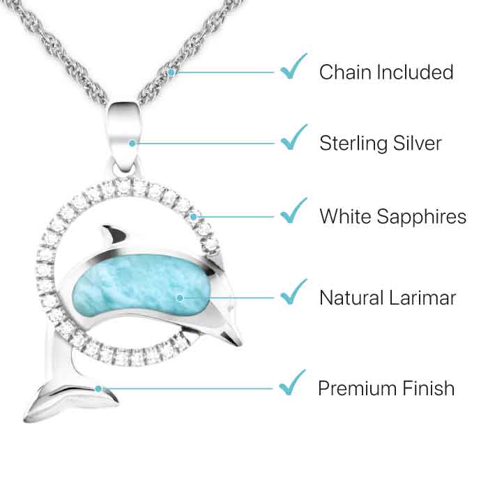 Dolphin Pendant set in sterling silver by Marahlago Larimar