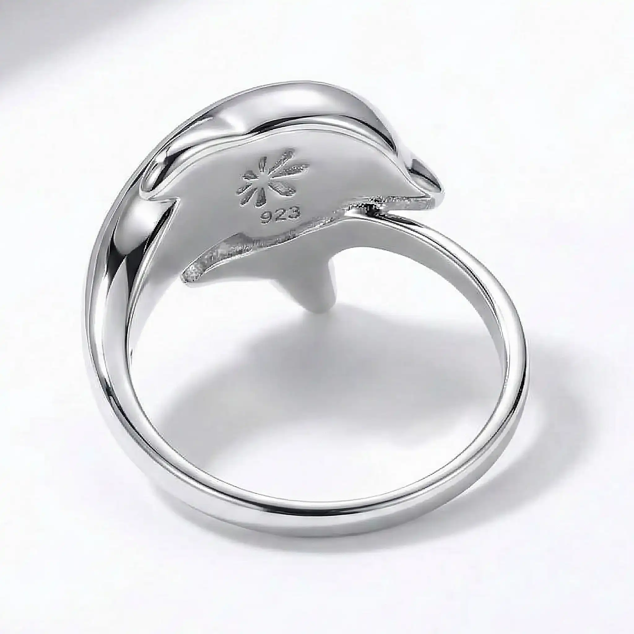 Dolphin Ring in sterling silver with larimar stones by Marahlago Jewelry