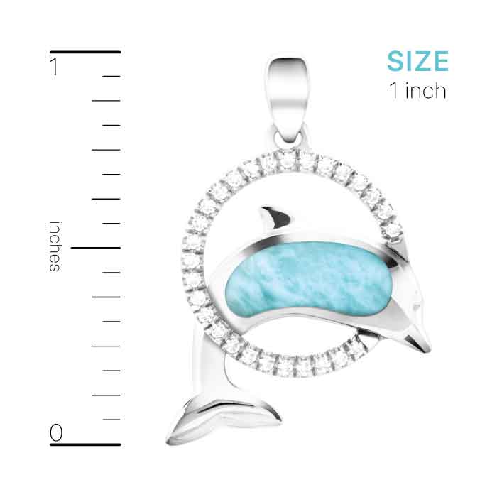 Dolphin Pendant set in sterling silver by Marahlago Larimar