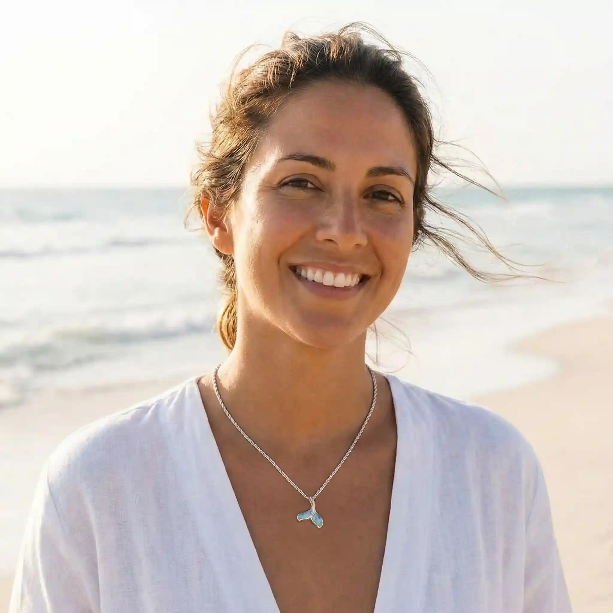 Dolphin Tail Necklace in Sterling Silver by Marahlago Larimar Jewelry