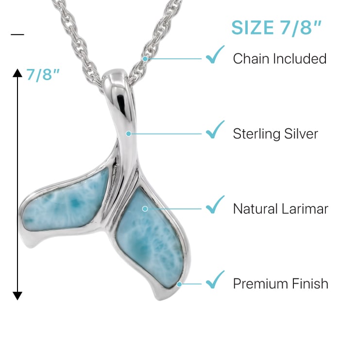 Dolphin Tail Necklace in Sterling Silver by Marahlago Larimar Jewelry