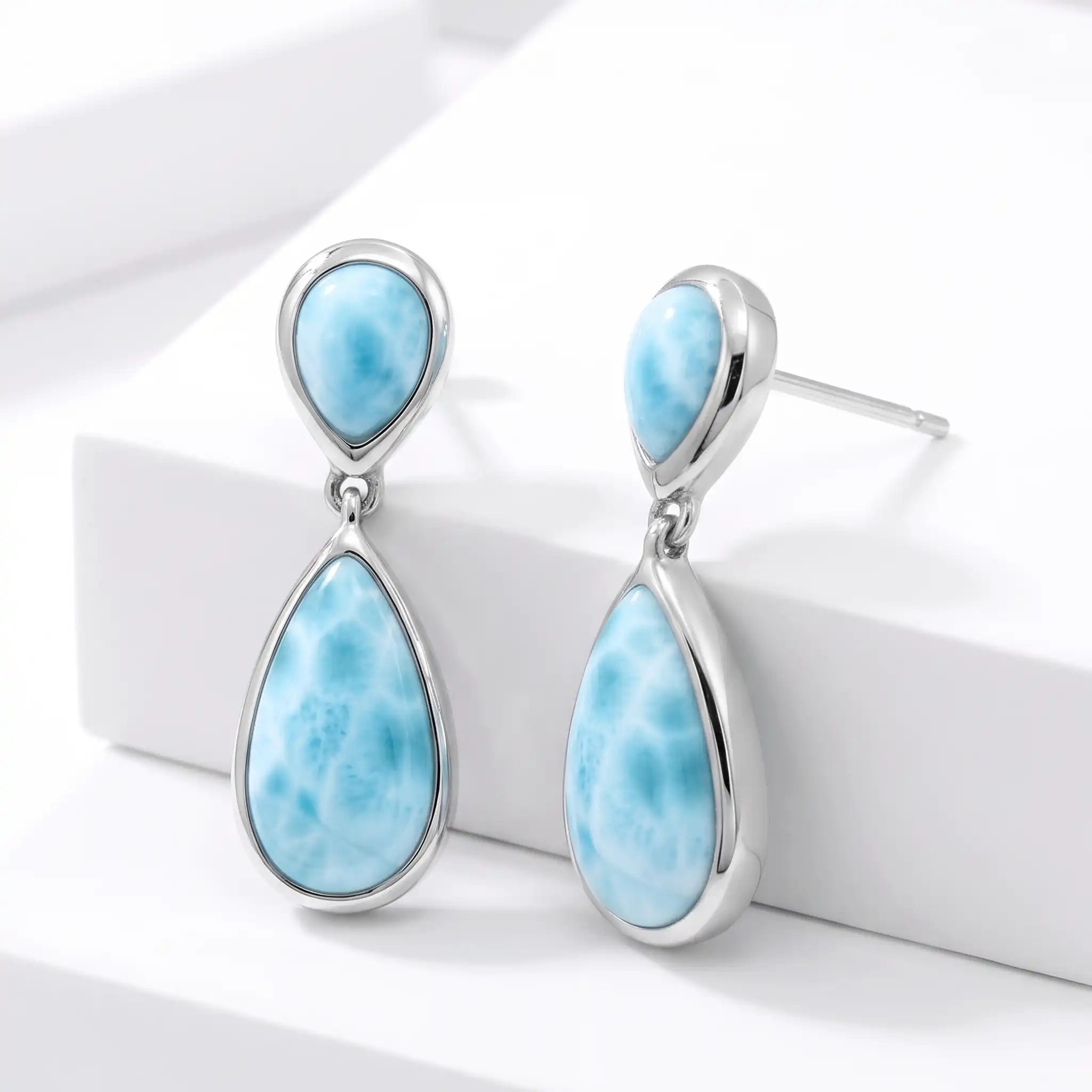 Pear Earrings in silver and larimar by marahlago Jewelry