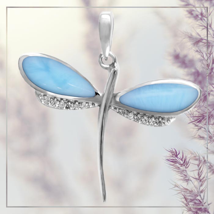 dragonfly necklace wildlife larimar jewelry by marahlago main