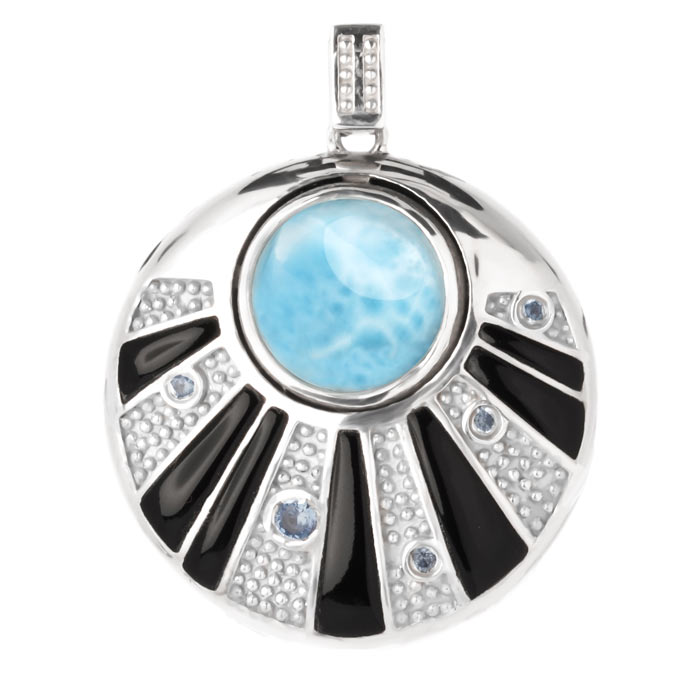 Blue Larimar Necklace Gemstone Saucer Marahlago