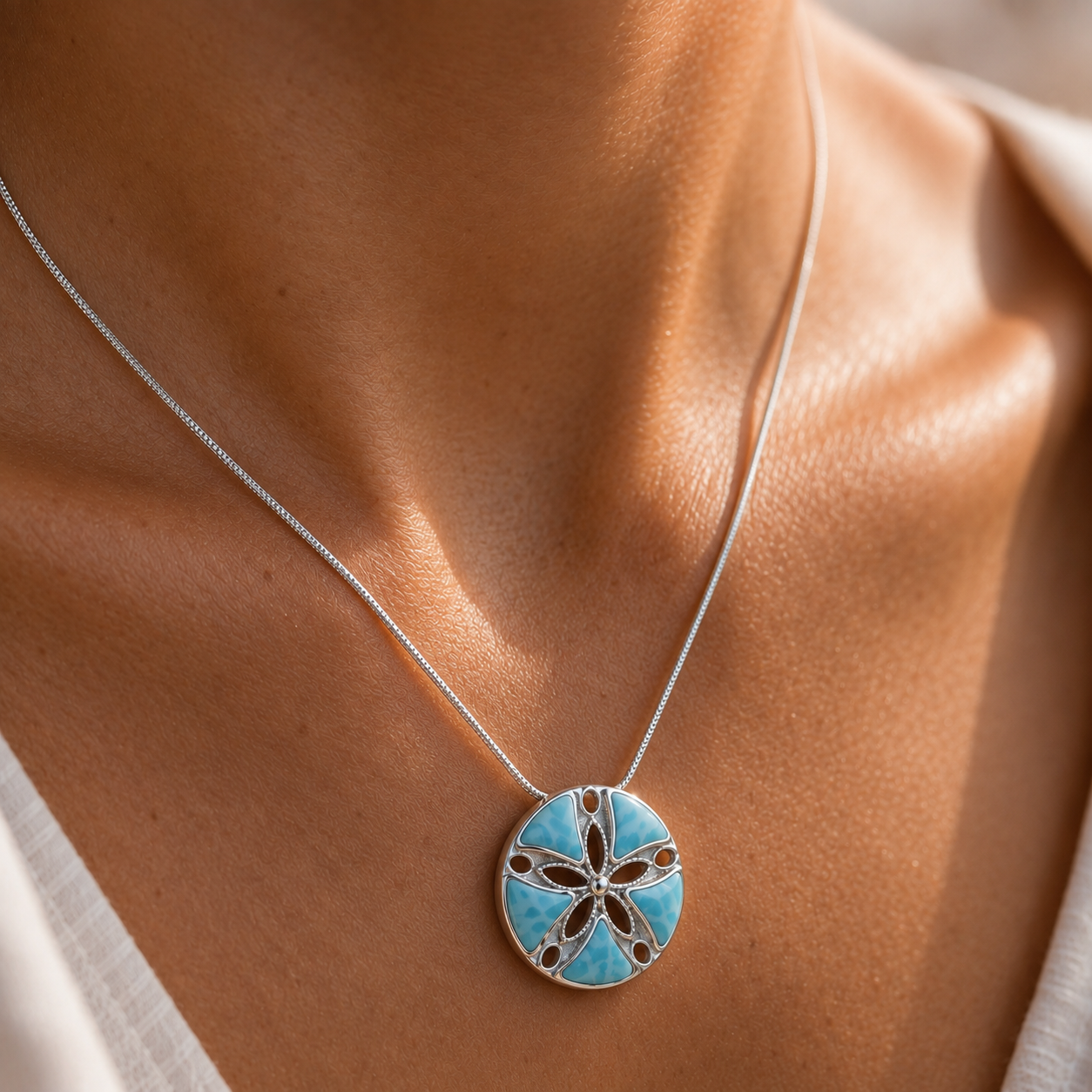 Sand Dollar Pendant on Lava Rock