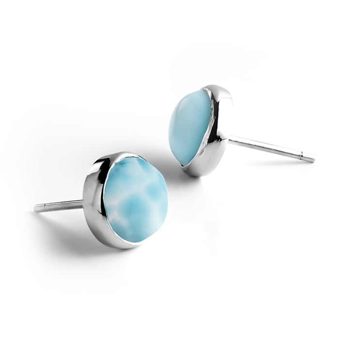 Stud Earring in silver and larimar