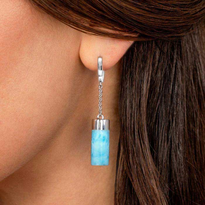 Larimar Sterling Silver Castaway Hoop Earrings Marahlago Jewelry