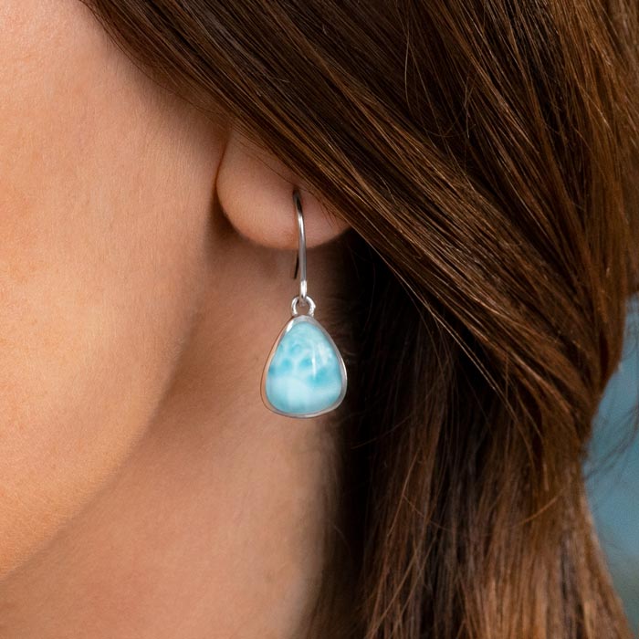 Simple Earrings in silver and larimar