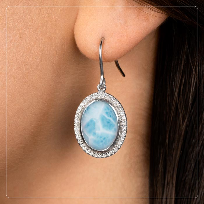 marahlago larimar Clarity Oval Larimar Earrings jewelry