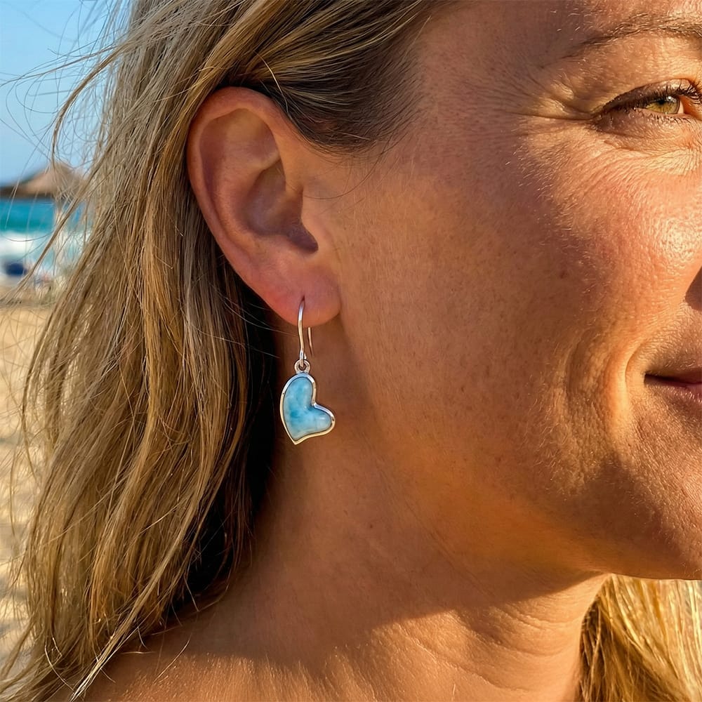 Heart Earrings in Sterling silver by Marahlago Larimar 