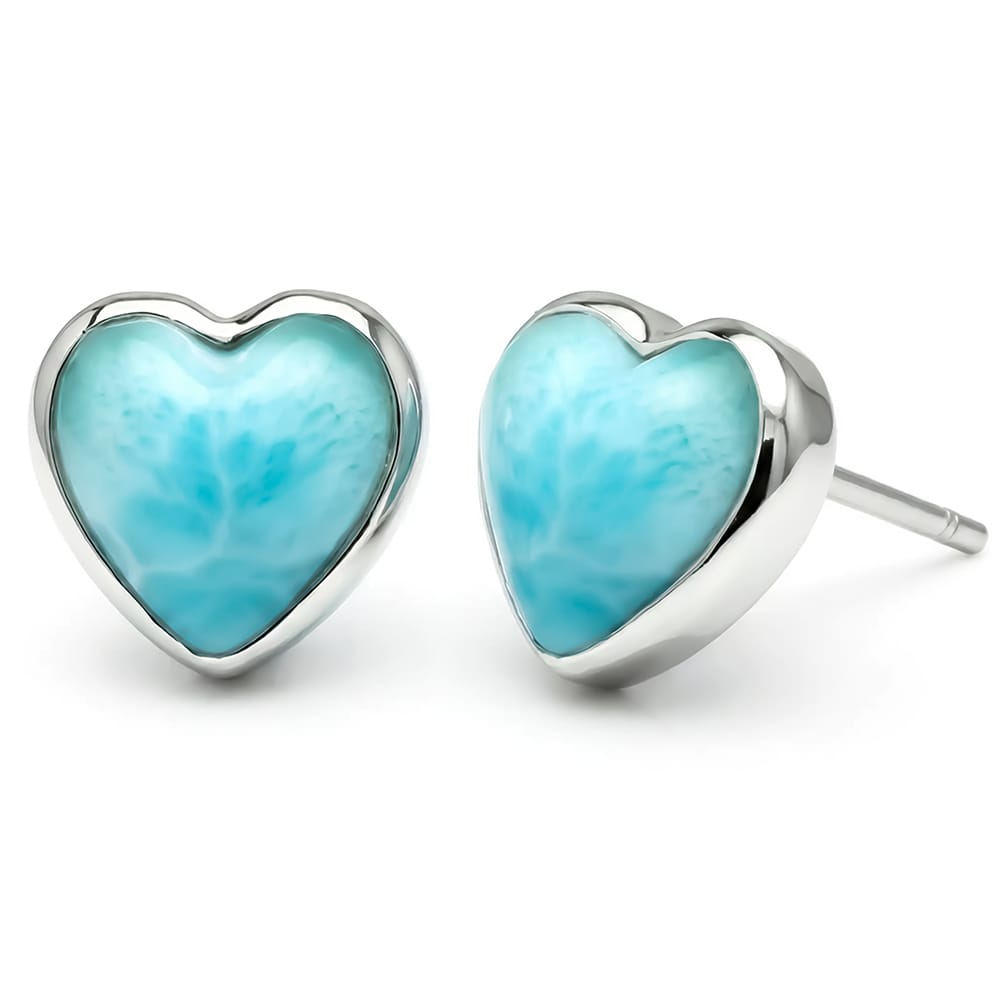 Larimar Heart Stud Earrings