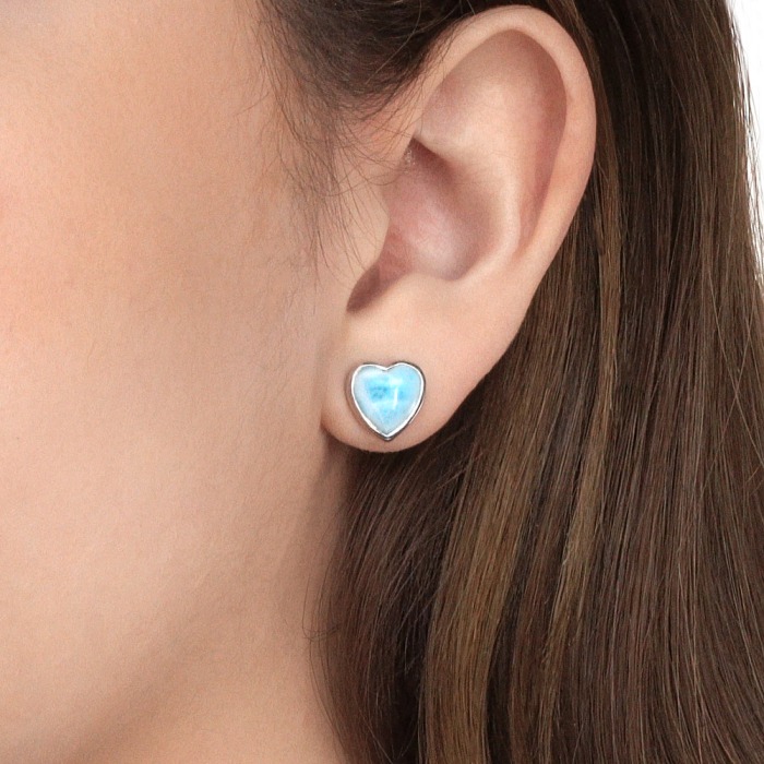 marahlago larimar Heart Post Earrings jewelry