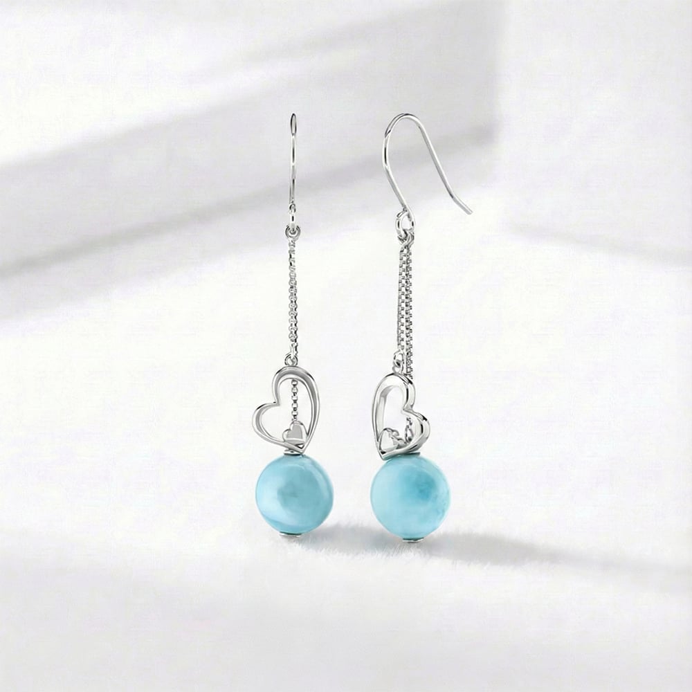 Larimar Heart Dangle Earrings