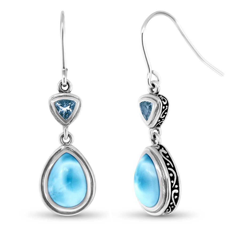 Larimar Sterling Silver Blue Stone Earrings