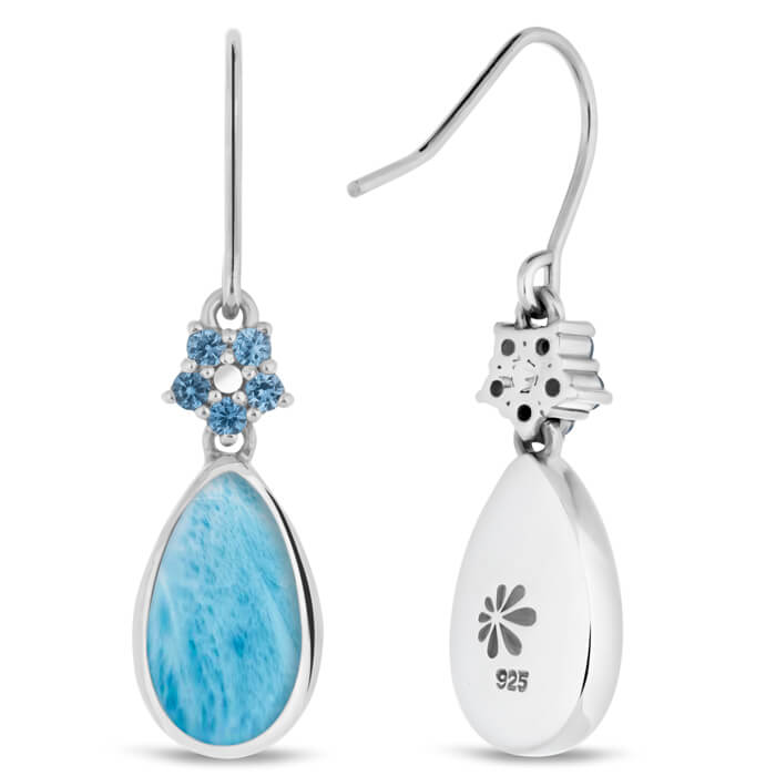 larimar and blue topaz earring back view