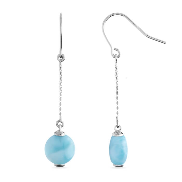 Dangle Earrings in sterling silver with larimar