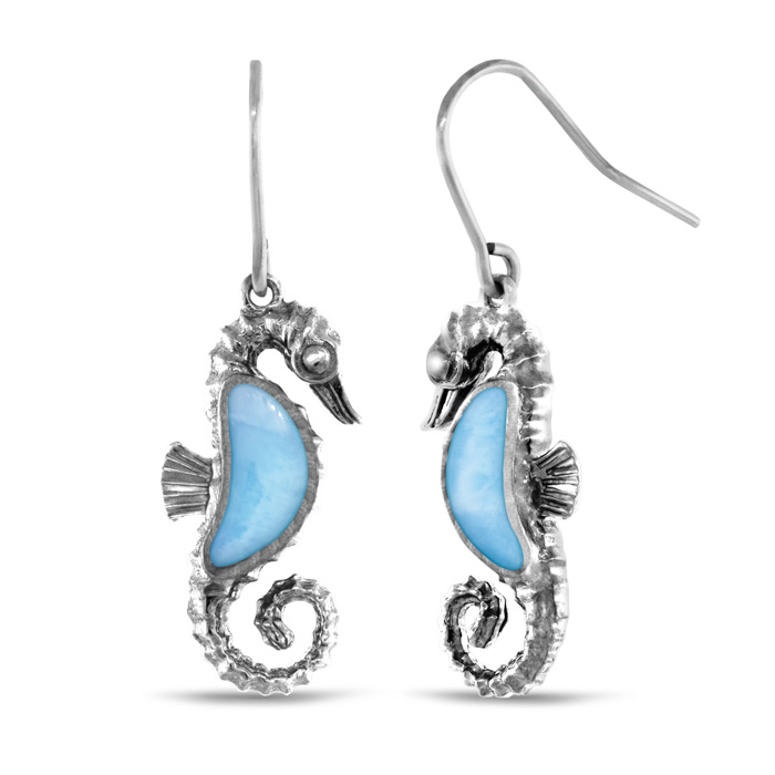 marahlago larimar Seahorse Earrings jewelry