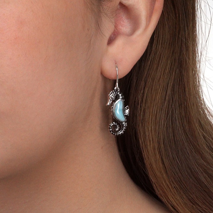 marahlago larimar Seahorse Earrings jewelry