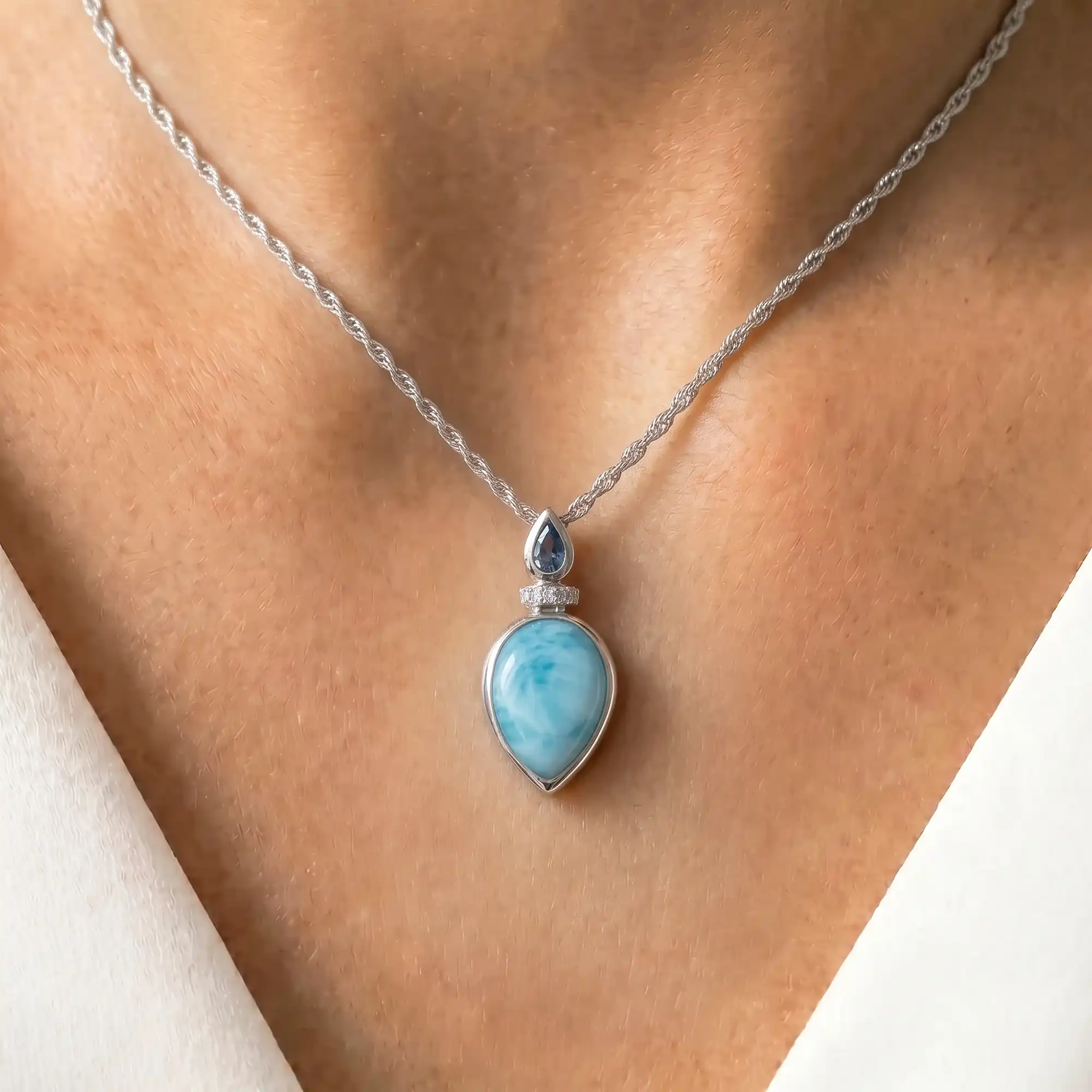 Larimar Esme Necklace in sterling silver by Marahlago