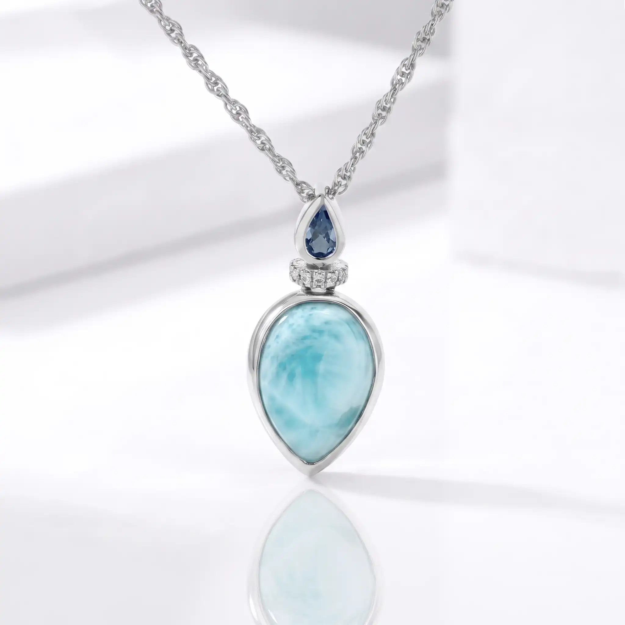 Larimar Esme Necklace in sterling silver by Marahlago