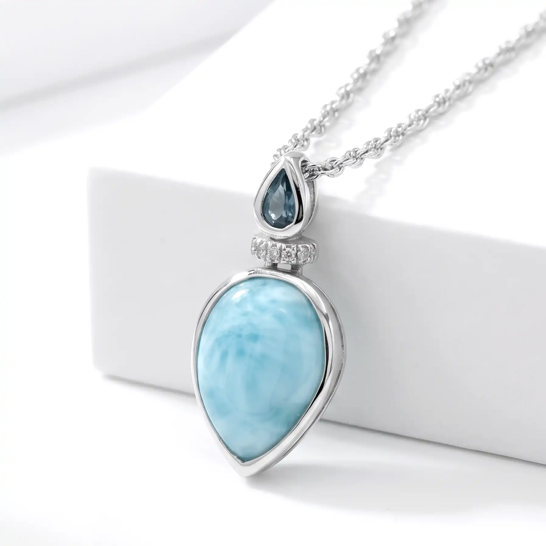 Larimar Esme Necklace in sterling silver by Marahlago