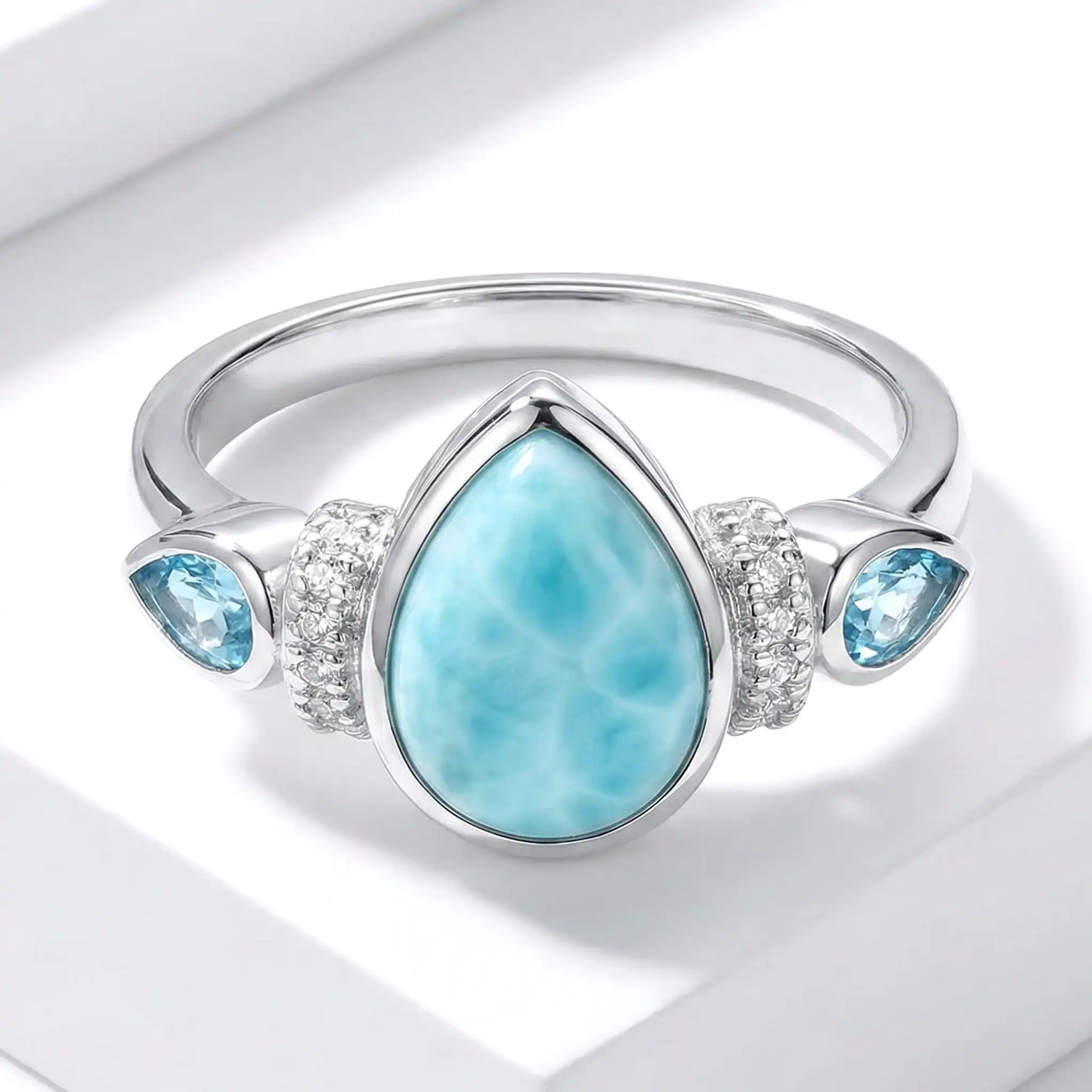 Larimar Esme Ring in Sterling Silver by Marahlago 