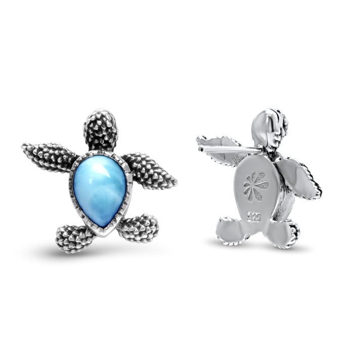 Turtle Earrings in sterling silver by Marahlago Larimar Jewelryr