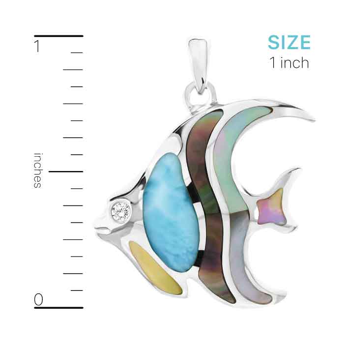 Fish Necklace in sterling silver and larimar