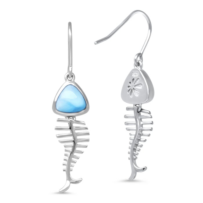 Fish Earrings with larimar gemstone