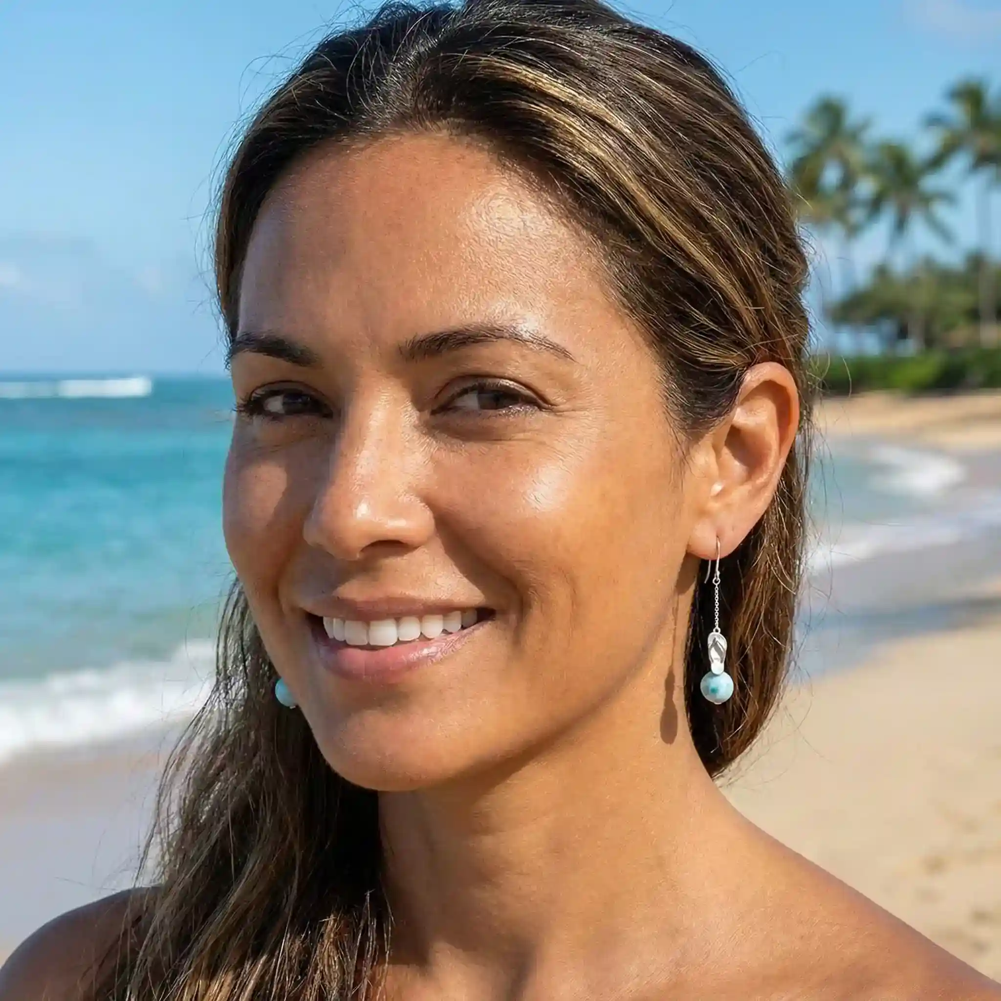 Flip Flop Dangle Earrings in sterling silver by Marahlago Larimar 