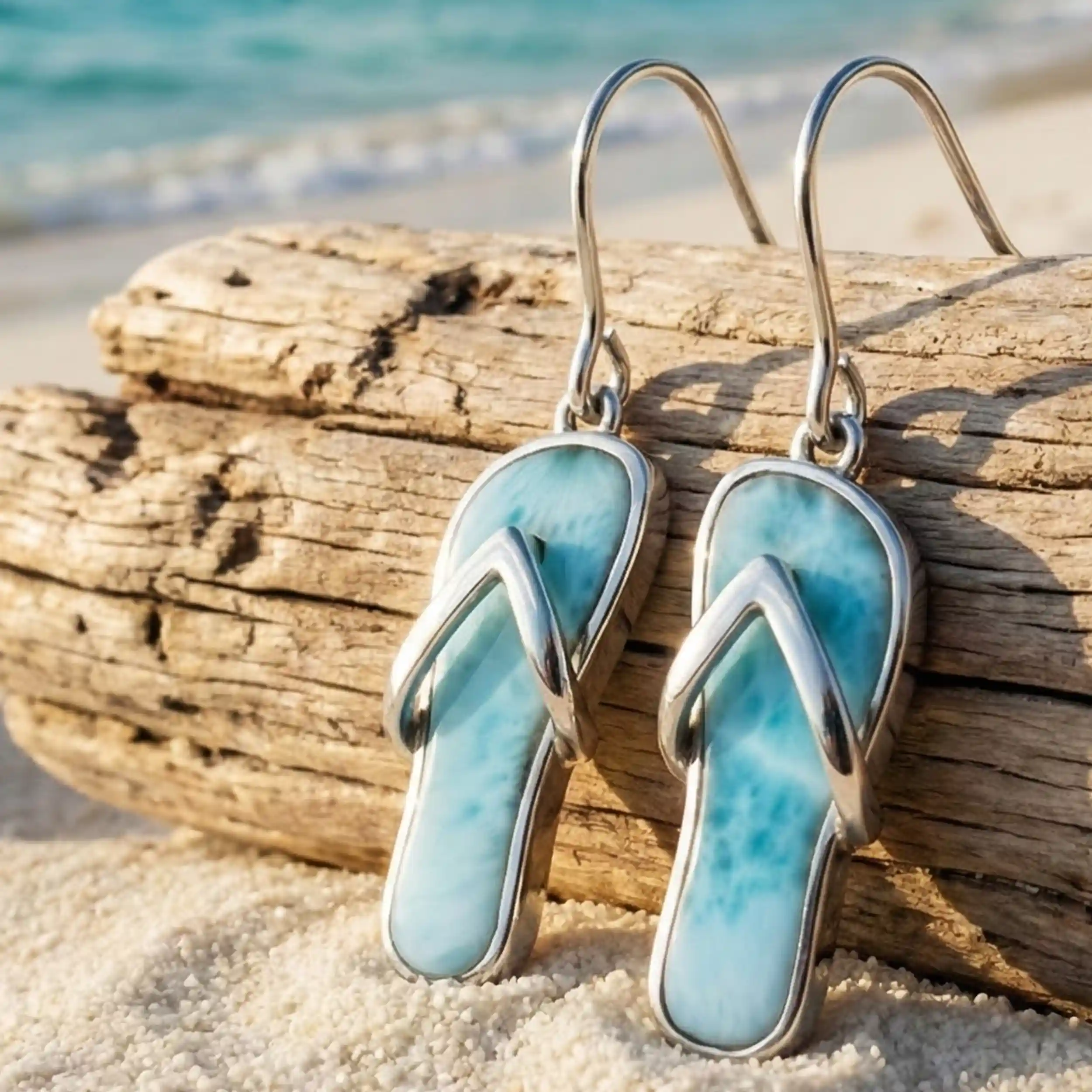 Flip Flop Earrings in Sterling silver by Marahlago Larimar 