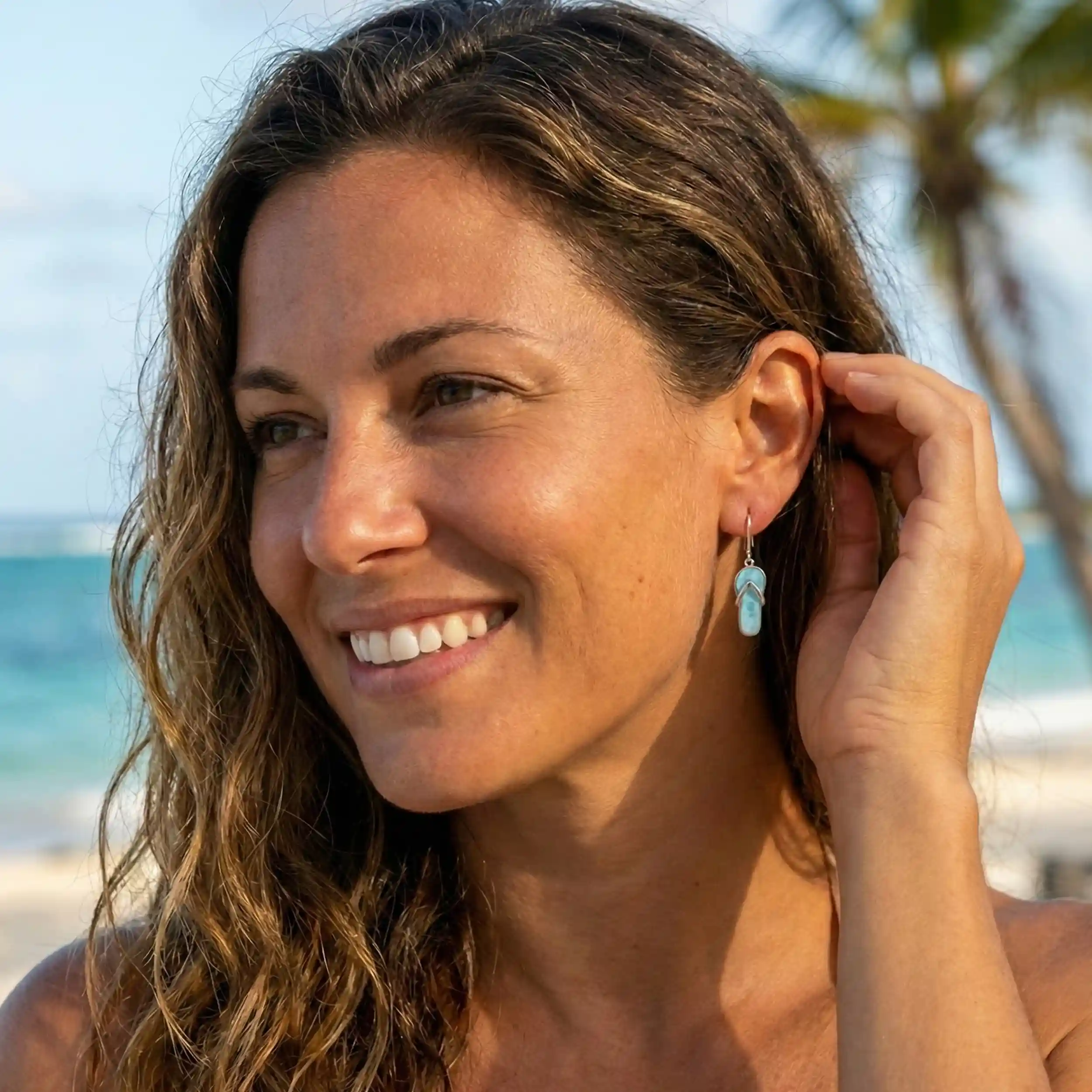 Flip Flop Earrings in Sterling silver by Marahlago Larimar 